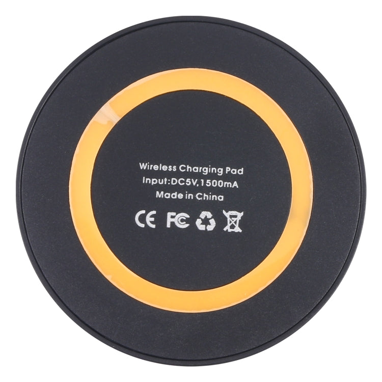 Universal QI Standard Round Wireless Charging Pad (Black + Orange) - Wireless Charger by buy2fix | Online Shopping UK | buy2fix