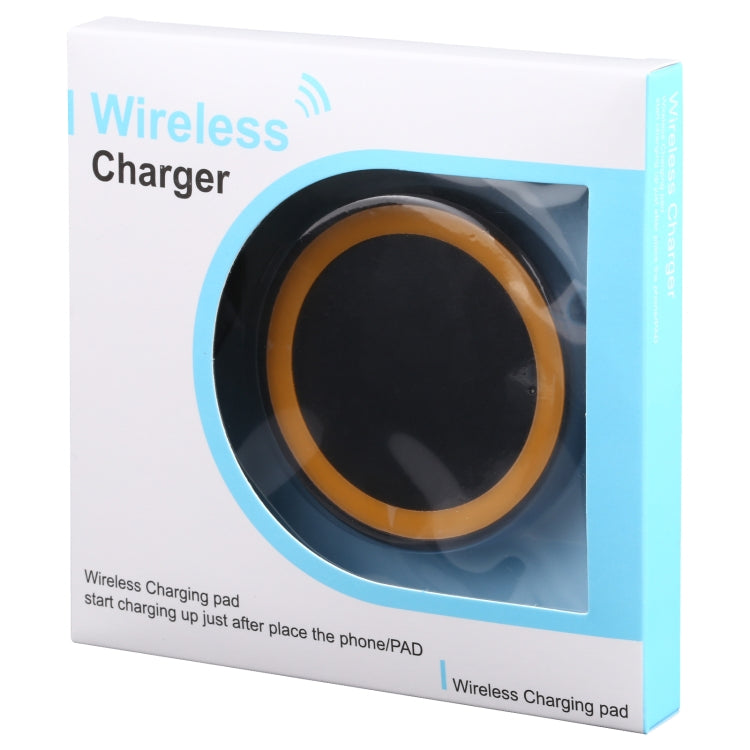 Universal QI Standard Round Wireless Charging Pad (Black + Orange) - Wireless Charger by buy2fix | Online Shopping UK | buy2fix