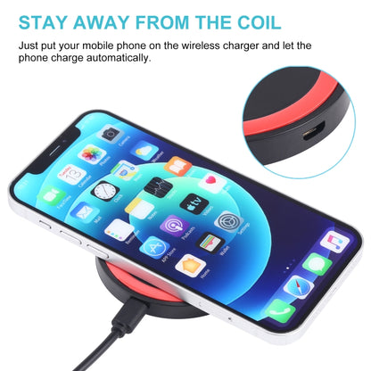 Universal QI Standard Round Wireless Charging Pad (Black + Red) - Wireless Charger by buy2fix | Online Shopping UK | buy2fix