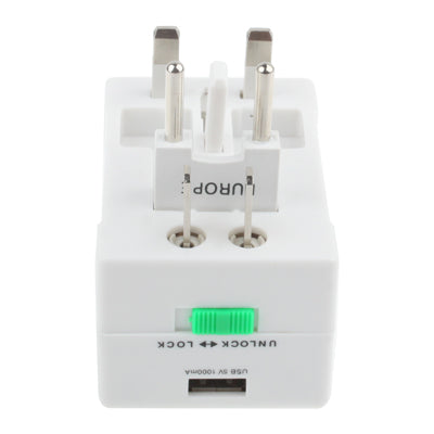Universal US / EU / AU / UK Travel AC Power Adaptor Plug with USB Charger Socket(White) - Consumer Electronics by buy2fix | Online Shopping UK | buy2fix