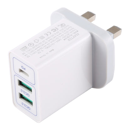 3A Max Output USB-PD + Dual QC3.0 USB Ports Travel Fast Charger, UK Plug - Apple Accessories by buy2fix | Online Shopping UK | buy2fix