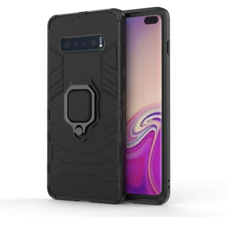 PC + TPU Shockproof Protective Case for Samsung Galaxy S10 Plus, with Magnetic Ring Holder(Black) - Samsung Accessories by buy2fix | Online Shopping UK | buy2fix