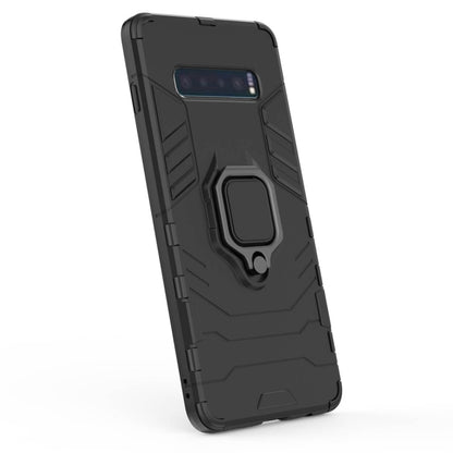 PC + TPU Shockproof Protective Case for Samsung Galaxy S10 Plus, with Magnetic Ring Holder(Black) - Samsung Accessories by buy2fix | Online Shopping UK | buy2fix