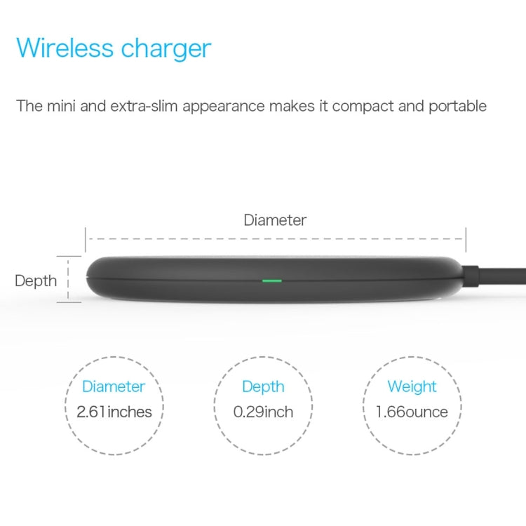 Vinsic 5V 1A Output Mini Extra-slim Qi Standard Wireless Charger Quick Charger - Apple Accessories by VINSIC | Online Shopping UK | buy2fix