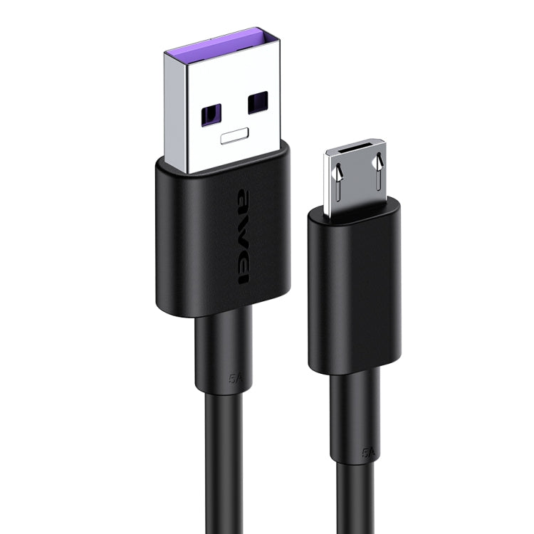 awei CL-77M 5A USB to Micro USB Interface Smart Fast Charge TPE Data Cable, Cable Length: 1m (Black) - Micro USB Cable by awei | Online Shopping UK | buy2fix