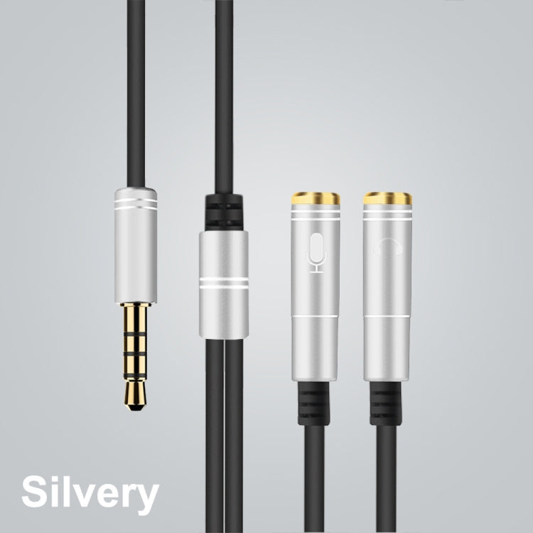 2 in 1 3.5mm Male to Double 3.5mm Female TPE High-elastic Audio Cable Splitter, Cable Length: 32cm(Silver) - Cable & Splitter by buy2fix | Online Shopping UK | buy2fix