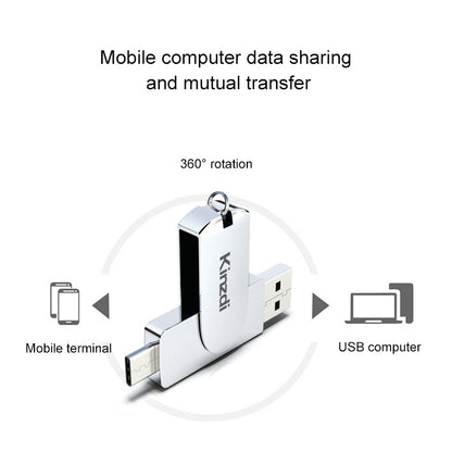 Kinzdi 256GB USB 3.0 + Type-C 3.0 Interface Metal Twister Flash Disk V11 (Silver) - USB Flash Drives by Kinzdi | Online Shopping UK | buy2fix