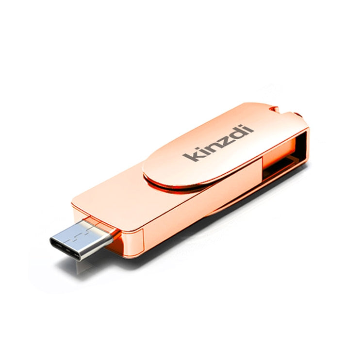 Kinzdi 128GB USB 3.0 + Type-C 3.0 Interface Metal Twister Flash Disk V11 (Rose Gold) - USB Flash Drives by Kinzdi | Online Shopping UK | buy2fix