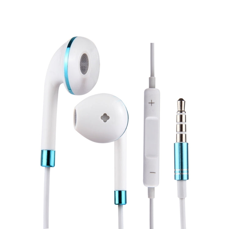 White Wire Body 3.5mm In-Ear Earphone with Line Control & Mic(Blue) - Apple Accessories by buy2fix | Online Shopping UK | buy2fix