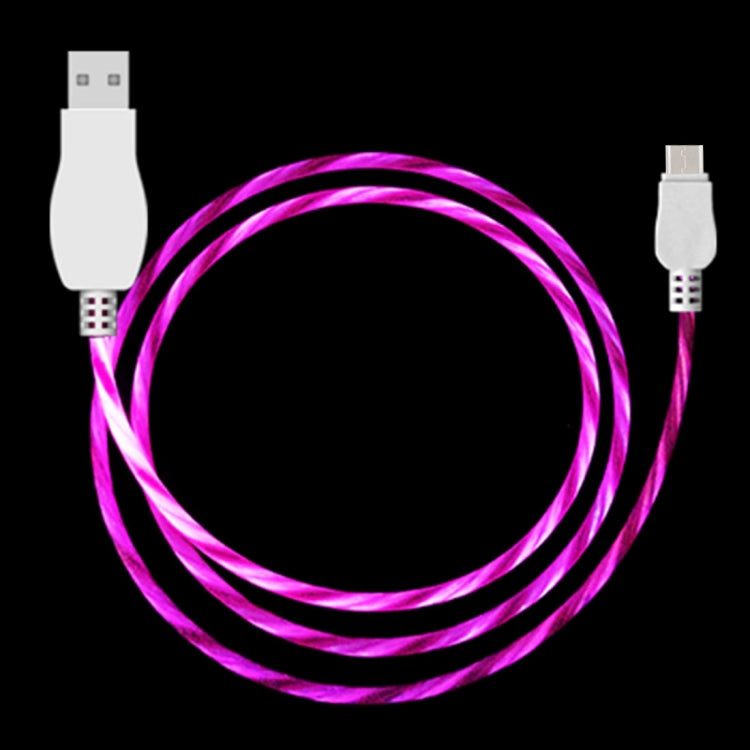 LED Flowing Light 1m USB A to Type-C Data Sync Charge Cable, For Galaxy, Huawei, Xiaomi, LG, HTC and Other Smart Phones(Magenta) - USB-C & Type-C Cable by buy2fix | Online Shopping UK | buy2fix