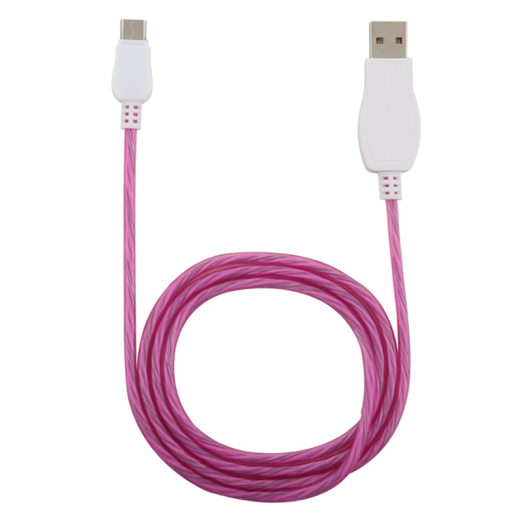 LED Flowing Light 1m USB A to Type-C Data Sync Charge Cable, For Galaxy, Huawei, Xiaomi, LG, HTC and Other Smart Phones(Magenta) - USB-C & Type-C Cable by buy2fix | Online Shopping UK | buy2fix