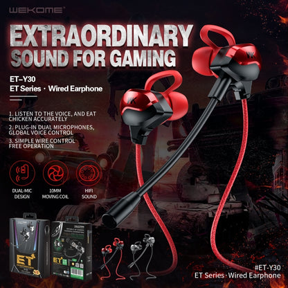 WK ET-Y30 ET Series 3.5mm Elbow In-ear Wired Wire-control Gaming Earphone with Microphone (Black) - Normal Style Earphone by WK | Online Shopping UK | buy2fix