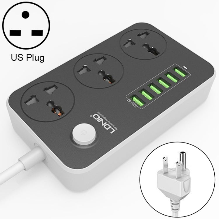 LDNIO SC3604 6 x USB Ports Multi-function Travel Home Office Socket, Cable Length: 2m, US Plug - Extension Socket by LDNIO | Online Shopping UK | buy2fix