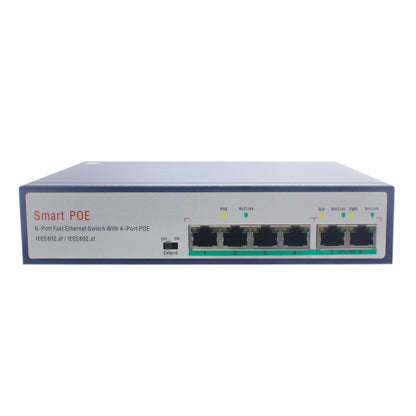 ESCAM POE 4+2 6-Port Fast Ethernet Switch 4-Port POE 10/100M 120W Network Switch, Transmission Distance: 150m(Black) - Switch by ESCAM | Online Shopping UK | buy2fix