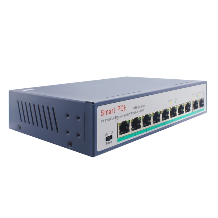 ESCAM POE 8+2 10-Port Fast Ethernet Switch 8-Port POE 10/100M 120W Network Switch, Transmission Distance: 150m(Blue) - Switch by ESCAM | Online Shopping UK | buy2fix