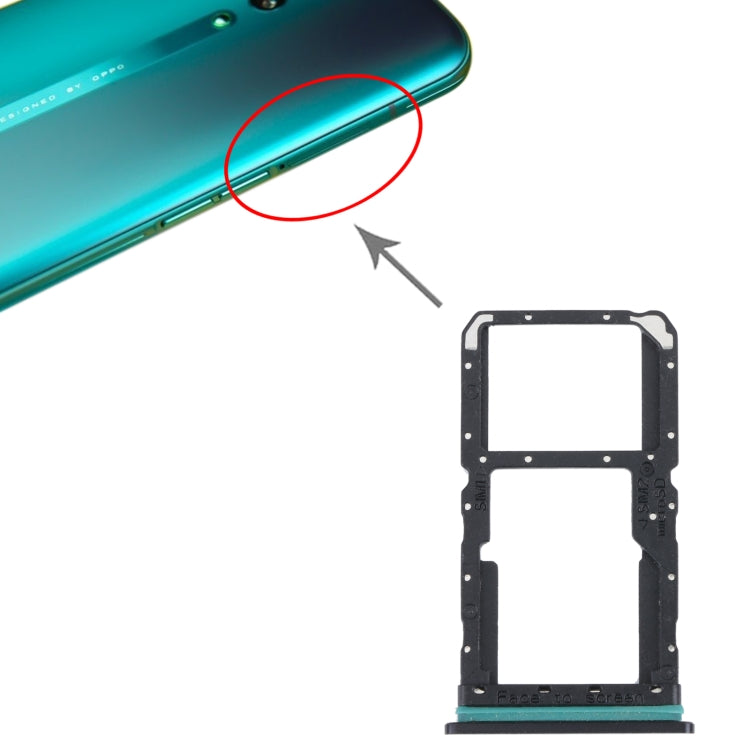 For OPPO Reno SIM Card Tray + SIM / Micro SD Card Tray (Black) - Card Socket by buy2fix | Online Shopping UK | buy2fix
