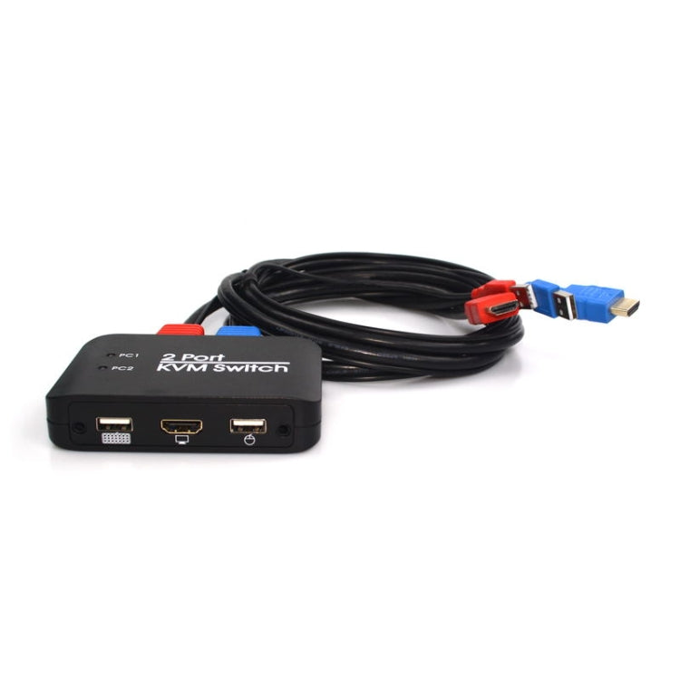 2 Ports USB HDMI KVM Switch Switcher with Cable for Monitor, Keyboard, Mouse, HDMI Switch, Support U Disk Read - Switch by buy2fix | Online Shopping UK | buy2fix