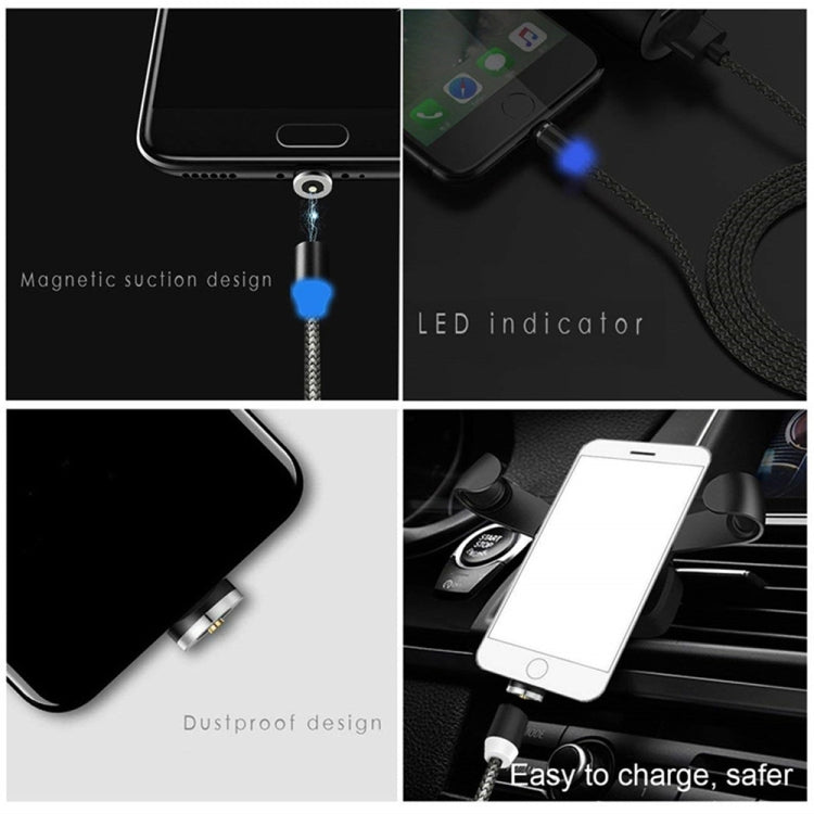 3 in 1 USB to 8 Pin + Type-C/USB-C + Micro USB Magnetic Metal Interface Nylon Braided Charging Cable, Length: 1m(Black) - Mobile Accessories by buy2fix | Online Shopping UK | buy2fix