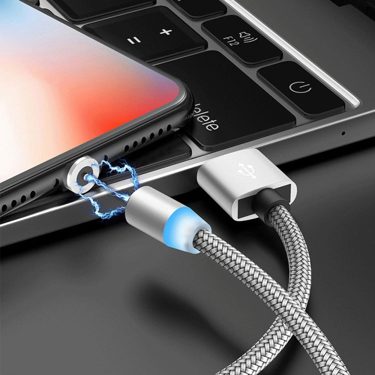 3 in 1 USB to 8 Pin + Type-C/USB-C + Micro USB Magnetic Metal Interface Nylon Braided Charging Cable, Length: 1m(Silvery) - Mobile Accessories by buy2fix | Online Shopping UK | buy2fix