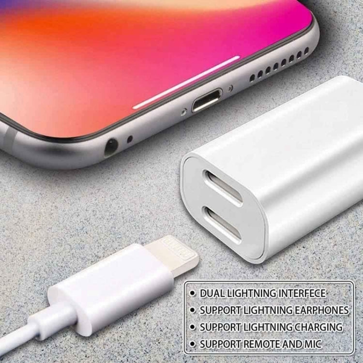 ZS-S1801 2 in 1 8 Pin Male to 8 Pin Charging + 8 Pin Audio Female Connector Earphone Adapter, Support Calls, Compatible with All IOS System - Earphone Adapter by buy2fix | Online Shopping UK | buy2fix