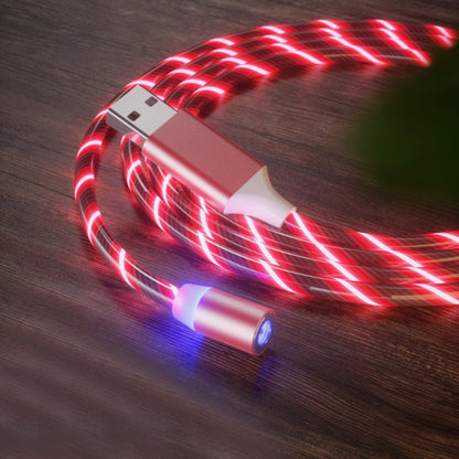 2 in 1 USB to Type-C / USB-C + Micro USB Magnetic Absorption Colorful Streamer Charging Cable, Length: 1m(Red Light) - Mobile Accessories by buy2fix | Online Shopping UK | buy2fix