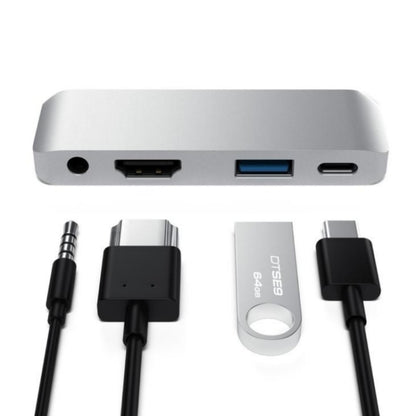 4 in 1 Type-C / USB-C to HDMI + AUX + USB + PD Type-C / USB-C HUB Adapter Multifunction HD Dock - Computer & Networking by buy2fix | Online Shopping UK | buy2fix