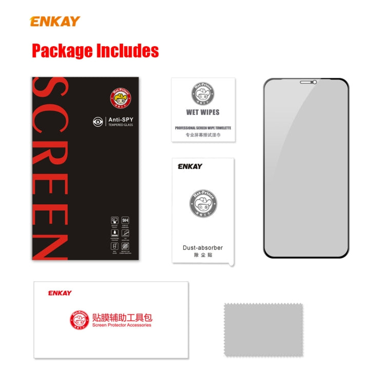 For iPhone 12 mini ENKAY 0.26mm 9H 6D Privacy Anti-spy Full Screen Tempered Glass Film - iPhone 12 mini Tempered Glass by ENKAY | Online Shopping UK | buy2fix