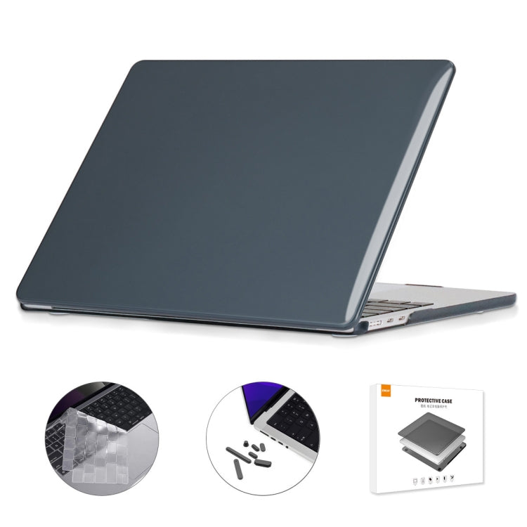 For MacBook Air 13.6 2022/2024 A2681 M2 / A3113 M3 EU Version ENKAY 3 in 1 Crystal Laptop Case with TPU Keyboard Film / Anti-dust Plugs(Black) - MacBook Air Cases by ENKAY | Online Shopping UK | buy2fix