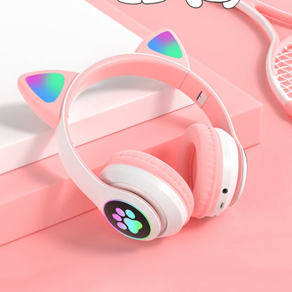 T&G TN-28 3.5mm Bluetooth 5.0 Dual Connection RGB Cat Ear Bass Stereo Noise-cancelling Headphones Support TF Card With Mic(Pink) - Headset & Headphone by T&G | Online Shopping UK | buy2fix