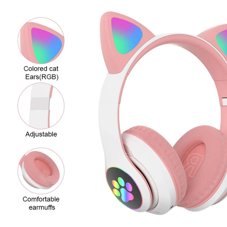 T&G TN-28 3.5mm Bluetooth 5.0 Dual Connection RGB Cat Ear Bass Stereo Noise-cancelling Headphones Support TF Card With Mic(Blue) - Headset & Headphone by T&G | Online Shopping UK | buy2fix