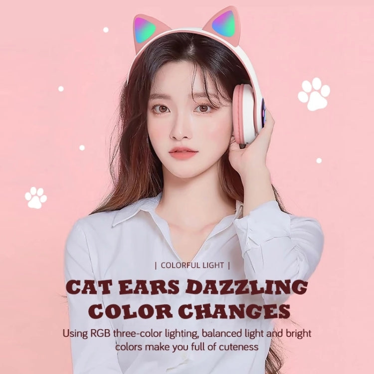 T&G TN-28 3.5mm Bluetooth 5.0 Dual Connection RGB Cat Ear Bass Stereo Noise-cancelling Headphones Support TF Card With Mic(Blue) - Headset & Headphone by T&G | Online Shopping UK | buy2fix