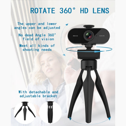 B1 4 Million Pixels 2K Resolution HD 1080P 360 Degrees Rotation Webcam with Mic & Tripod - Computer & Networking by buy2fix | Online Shopping UK | buy2fix