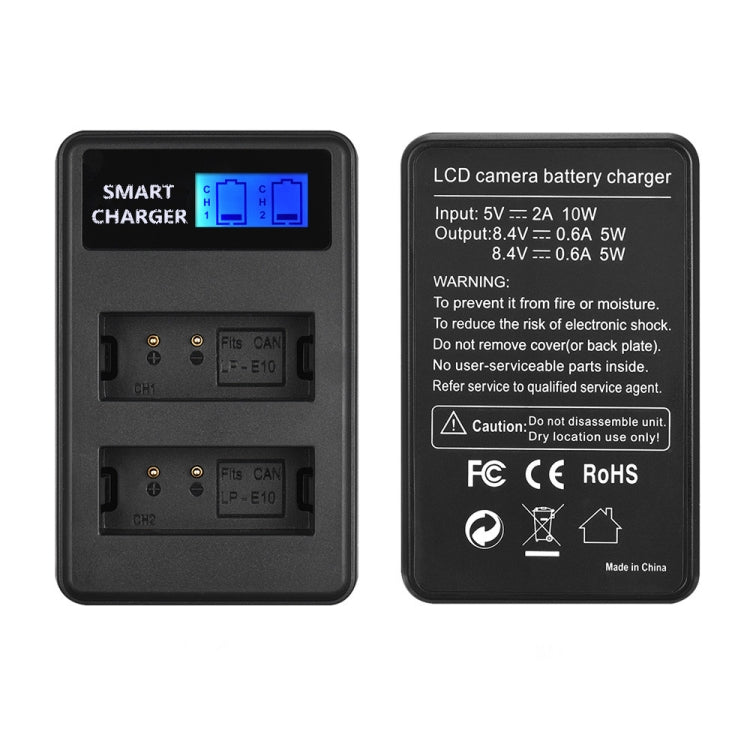 For Canon LP-E10 Smart LCD Display USB Dual-Channel Charger - Camera Accessories by buy2fix | Online Shopping UK | buy2fix