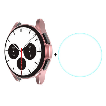 For Samsung Galaxy Watch4 Classic 46mm ENKAY Hat-Prince Full Coverage Electroplate Soft Case TPU HD Clear Cover + Tempered Glass Protector(Pink) - Watch Cases by ENKAY | Online Shopping UK | buy2fix