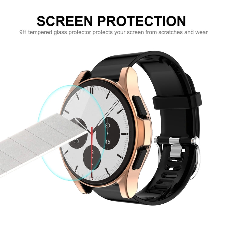 For Samsung Galaxy Watch4 Classic 46mm ENKAY Hat-Prince Full Coverage Electroplate Soft Case TPU HD Clear Cover + Tempered Glass Protector(Pink) - Watch Cases by ENKAY | Online Shopping UK | buy2fix