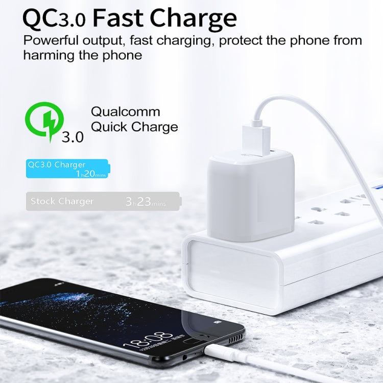 CS-20W Mini Portable PD3.0 + QC3.0 Dual Ports Fast Charger with 3A USB to 8 Pin Data Cable(US Plug) - USB Charger by buy2fix | Online Shopping UK | buy2fix