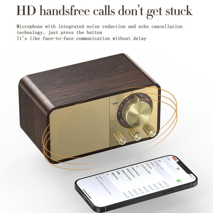 OneDer JY-66 Wooden Wireless BT5.0 Retro Classic Speaker FM Radio Support TF / U-Disk / AUX - Desktop Speaker by OneDer | Online Shopping UK | buy2fix