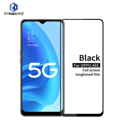 For OPPO A55 5G PINWUYO 9H 2.5D Full Screen Tempered Glass Film(Black) - OPPO Tempered Glass by PINWUYO | Online Shopping UK | buy2fix