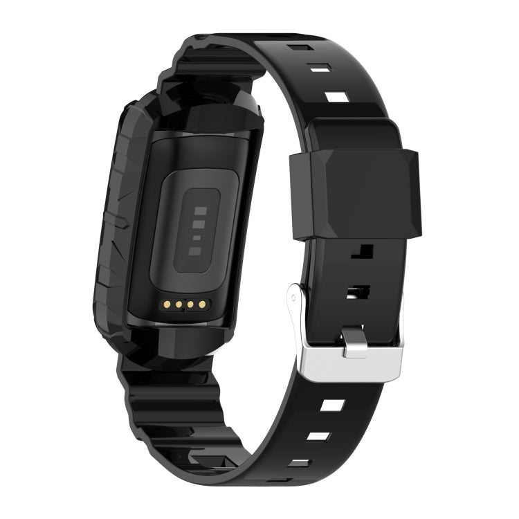 For Fitbit Charge 4 Silicone One Body Armor Watch Band(Black) - Smart Wear by buy2fix | Online Shopping UK | buy2fix