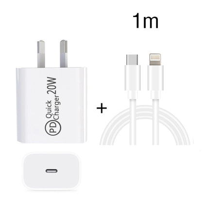 1m AU-20W PD USB-C / Type-C Travel Charger with USB-C to 8 Pin Data Cable, AU Plug - USB Charger by buy2fix | Online Shopping UK | buy2fix