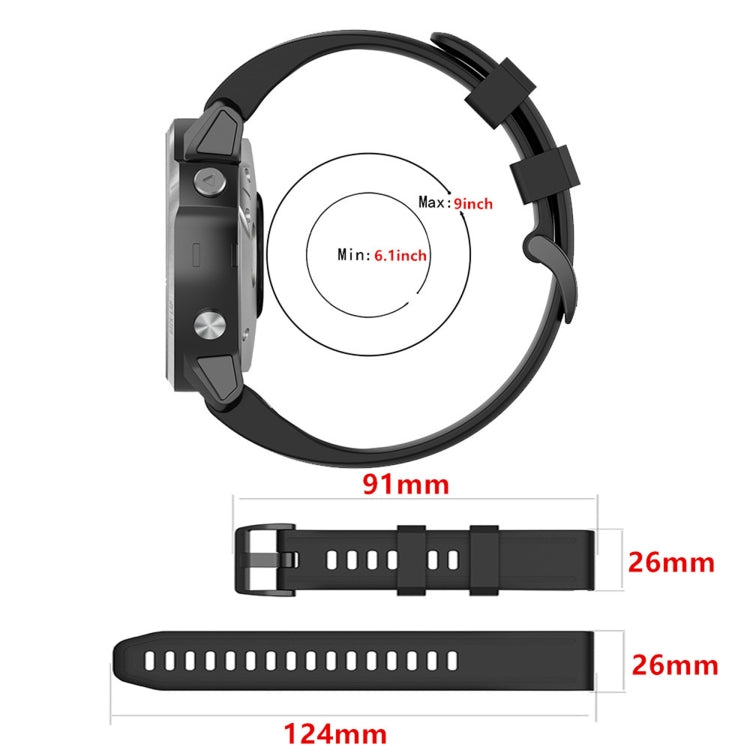 For Garmin Fenix 6X Pro 26mm Silicone Watch Band(Blue) - Watch Bands by buy2fix | Online Shopping UK | buy2fix