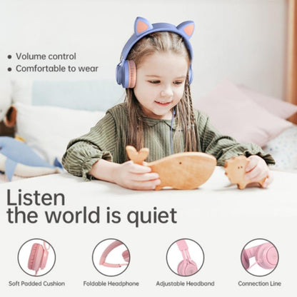EP08 Cute Cat Ear Child Music Stereo Wired Headset with Mic(Purple) - Apple Accessories by buy2fix | Online Shopping UK | buy2fix