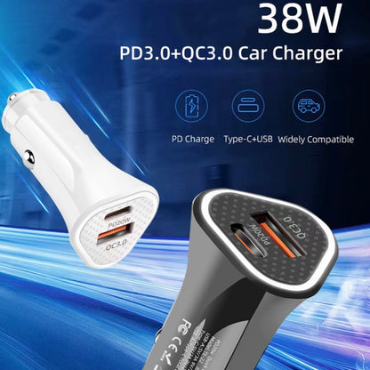 TE-P23 38W PD 20W USB-C / Type-C + QC3. 0 USB Triangle Car Charger + USB to Micro USB Data Cable, Length: 1m(White) - In Car by buy2fix | Online Shopping UK | buy2fix