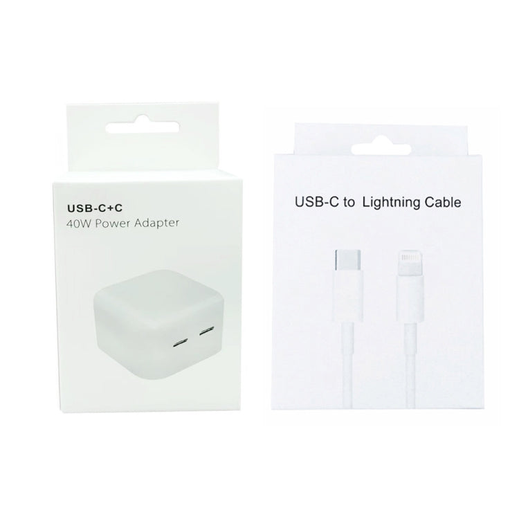 SDC-40W Dual PD USB-C / Type-C Ports Charger with 1m Type-C to 8 Pin Data Cable, UK Plug - USB Charger by buy2fix | Online Shopping UK | buy2fix