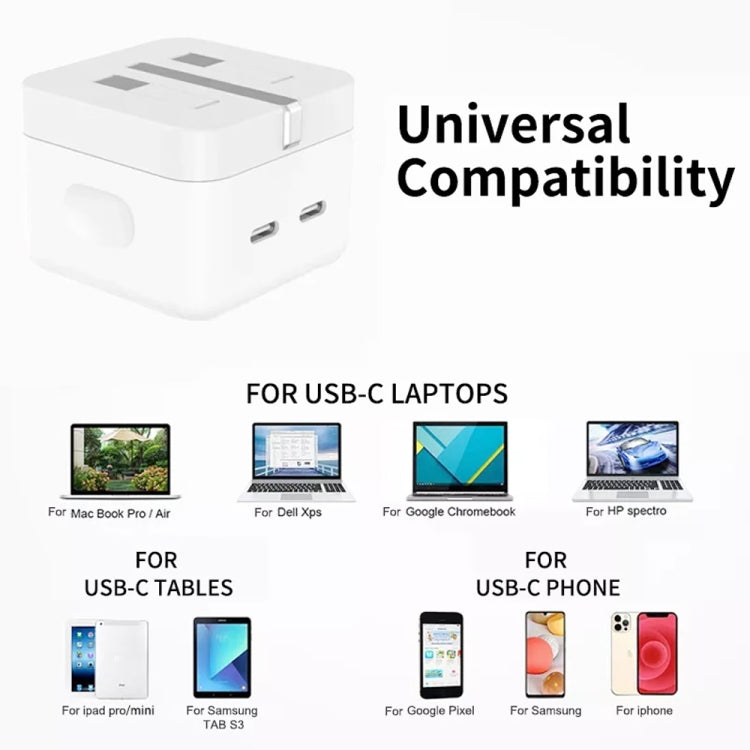 PD 35W Dual USB-C / Type-C Ports Charger with 1m Type-C to 8 Pin Data Cable, UK Plug - Apple Accessories by buy2fix | Online Shopping UK | buy2fix