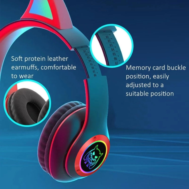 STN25 Devil Ear RGB Light Wireless Music Headset For Children with Mic(Black+Red) - Apple Accessories by buy2fix | Online Shopping UK | buy2fix