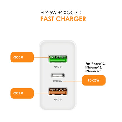 45W PD3.0 + 2 x QC3.0 USB Multi Port Charger with Type-C to 8 Pin Cable, EU Plug(White) - Apple Accessories by buy2fix | Online Shopping UK | buy2fix