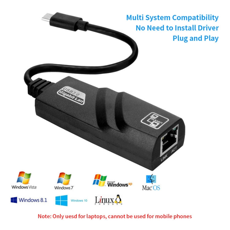 JSM 1000 Mbps USB-C / Type-C to RJ45 Ethernet Adapter Network Cable - USB Network Adapter by JUNSUNMAY | Online Shopping UK | buy2fix
