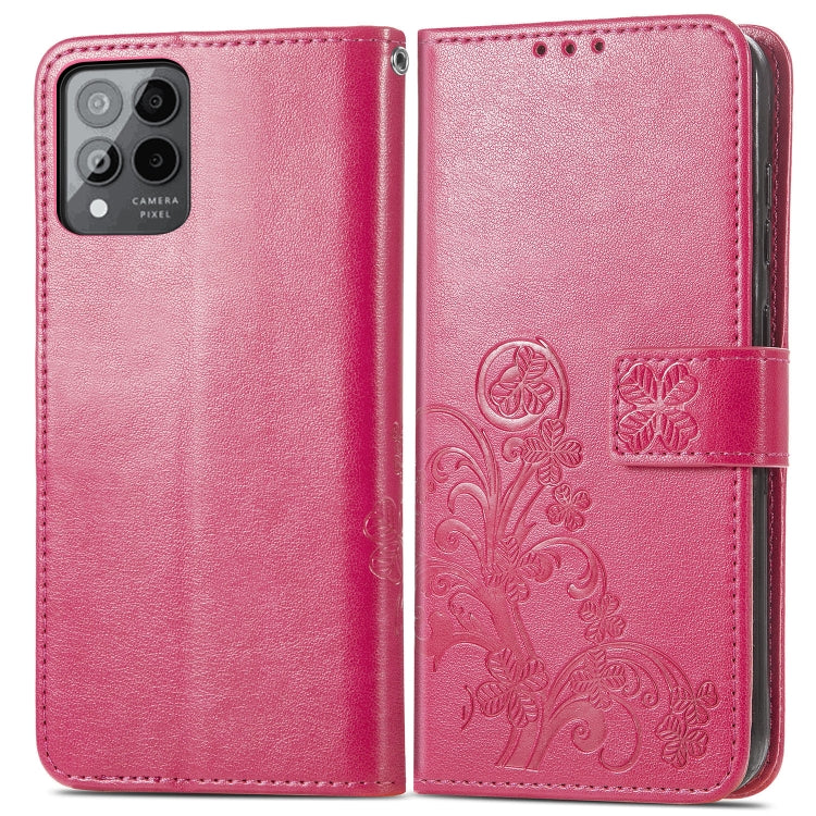 For T-Mobile Revvl 6 Pro 5G Four-leaf Clasp Embossed Buckle Leather Phone Case(Magenta) - More Brand by buy2fix | Online Shopping UK | buy2fix