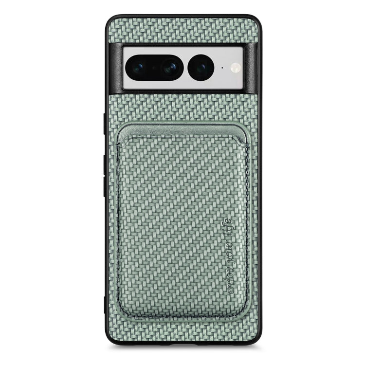 For Google Pixel 7 Pro Carbon Fiber Leather Card Magsafe Phone Case(Green) - Google Cases by buy2fix | Online Shopping UK | buy2fix